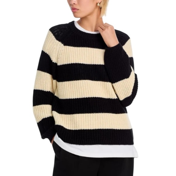 VELVET BY GRAHAM & SPENCER CIARA BLACK & IVORY SWEATER XL - Picture 2 of 7